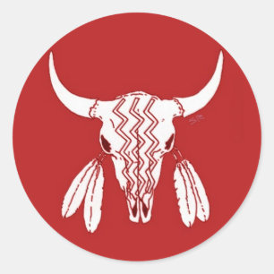 Red Ghost Dance Buffalo ronde kleine stickers