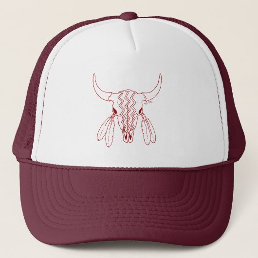Red Ghost Dance Buffalo roodlijnvrachtwagen Trucker Pet (Voorkant)