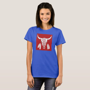 Red Ghost Dance Buffalo vrouwen blauw T-shirt