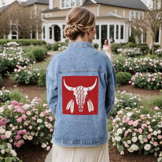Red Ghost Dance Buffalo vrouwen denim jas Denim Jacket (Huwelijk Achterkant)