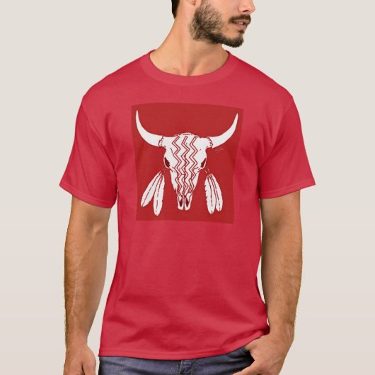 Red Ghost Dance Buffalo vrouwen kardinaal T-shirt (Voorkant)