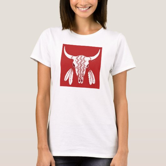 Red Ghost Dance Buffalo vrouwen wit T-shirt (Voorkant)