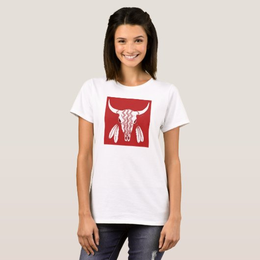 Red Ghost Dance Buffalo vrouwen wit T-shirt (Voorkant volledig)