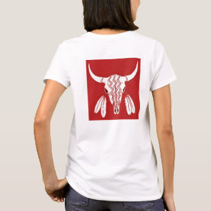 Red Ghost Dance Buffalo vrouwen wit T-shirt terug