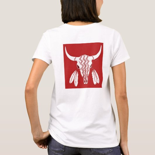 Red Ghost Dance Buffalo vrouwen wit T-shirt terug (Achterkant)