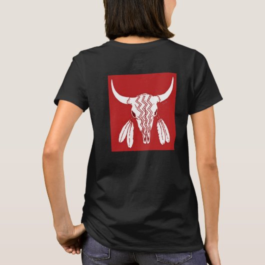 Red Ghost Dance Buffalo vrouwen zwart T-shirt teru (Achterkant)