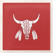 Red Ghost Dance Buffalo white glass onderzetter (Voorkant)