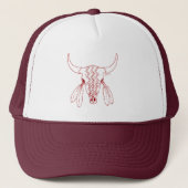 Red Ghost Dance Buffalo white maroon trucker hat Trucker Pet (Voorkant)