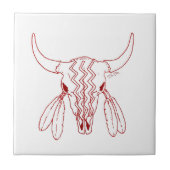 Red Ghost Dance Buffalo white small tile closeup Tegeltje (Voorkant)