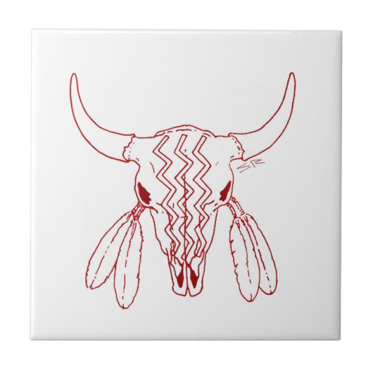 Red Ghost Dance Buffalo white small tile closeup Tegeltje (Voorkant)