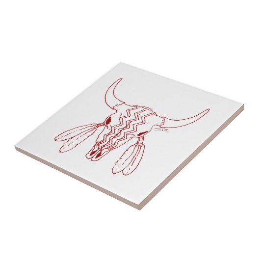 Red Ghost Dance Buffalo white small tile closeup Tegeltje (Zijkant)