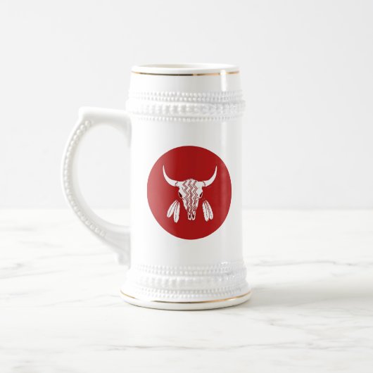 Red Ghost Dance Buffalo wit stein met gouden rand Bierpul (Links)