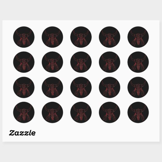 Red Ghost Dance Buffalo zwart rond kleine stickers (Vel)