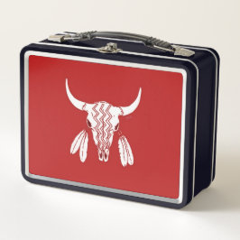 Red Ghost Dance Buffalo zwarte lunchbox