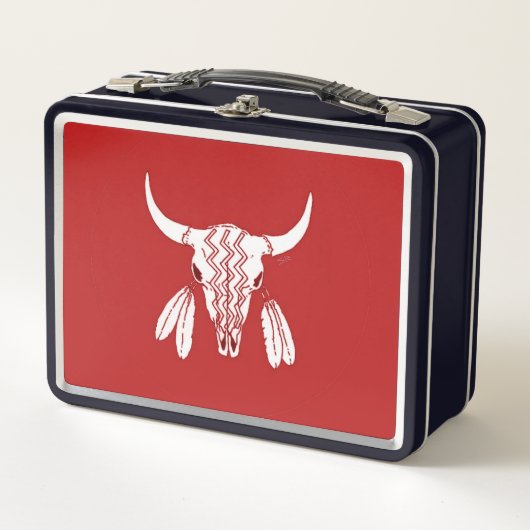 Red Ghost Dance Buffalo zwarte lunchbox (Voorkant)