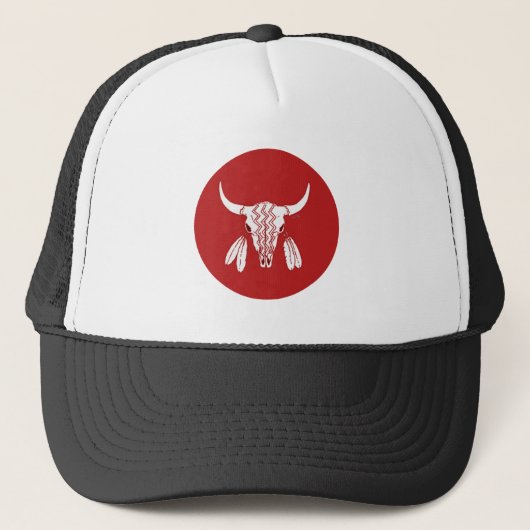 Red Ghost Dance Buffalo zwarte trucker hoed Trucker Pet (Voorkant)