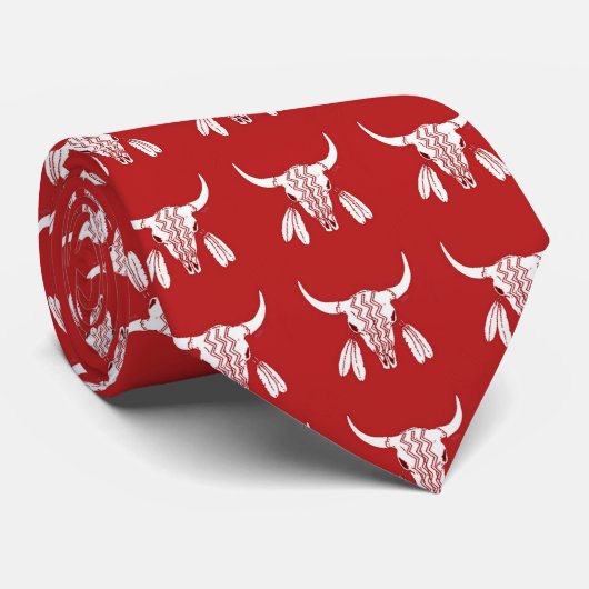 Red Ghost Dance Buffalos necktie Stropdas (Opgerold)