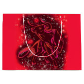 Red Gift Bag Bull die bij Sterrennacht loopt Groot Cadeauzakje (Voorkant)
