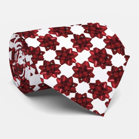 Red Gift Bow Fun Winter Stropdas (Opgerold)