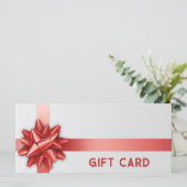 Red Gift Bow Satin Ribbon Trendy White-kaartje (Staand voorkant)