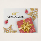Red Gift kerstballen Gold Snowflakes kaartje (Voorkant)