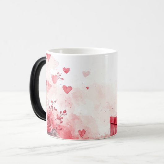 Red Gift & Roses Valentines Magische Mok (Voorkant links)