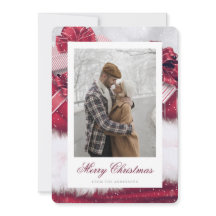 Red  Gift Snow-kerstkaarten