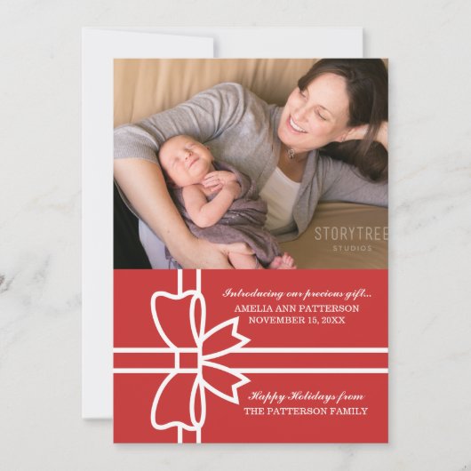 Red Gifted Holiday Photo Flat Kaart (Voorkant)