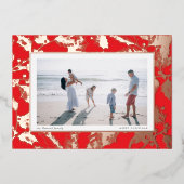 Red Gilded Holly Frame Traditional Christmas Folie Feestdagenkaart (Voorkant)