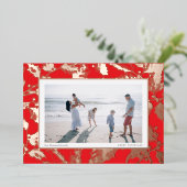 Red Gilded Holly Frame Traditional Christmas Folie Feestdagenkaart (Staand Voorkant)