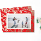 Red Gilded Holly Frame Traditional Christmas Folie Feestdagenkaart