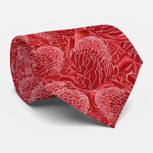 Red Ginger Tropical Floral Stropdas