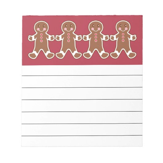 Red Gingerbread Boys Notepad Notitieblok (Voorkant)