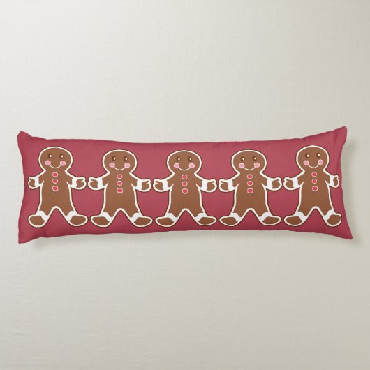 Red Gingerbread Boys Pillow Lichaamskussen (Achterkant)