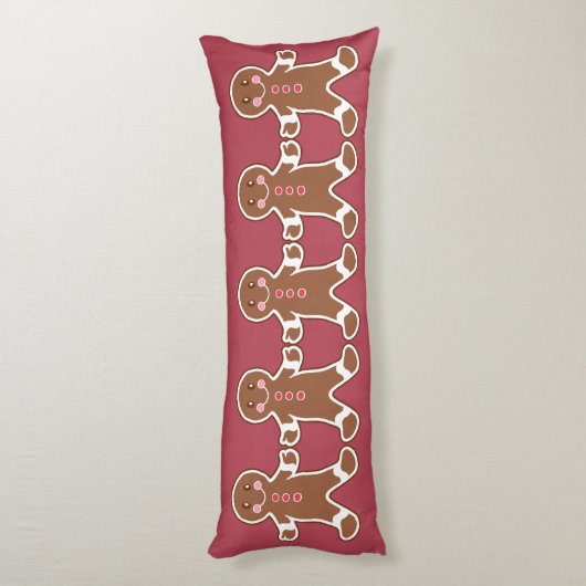 Red Gingerbread Boys Pillow Lichaamskussen (Achterkant (Verticaal))