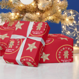 Red Gingerbread Cookie Chalkboard Schattigee aange Cadeaupapier