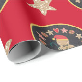 Red Gingerbread Cookie Chalkboard Schattigee aange Cadeaupapier (Rol Hoek)