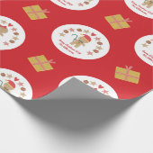 Red Gingerbread Cookie Script Aangepaste naam Scha Cadeaupapier (Hoek)