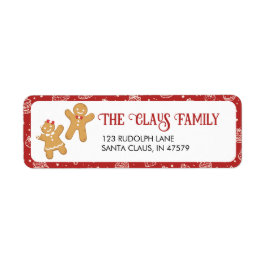 Red Gingerbread Cookie Vakantie Adres Retour Etiket