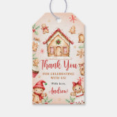 Red Gingerbread House 1st Birthday Party Cadeaulabel (Voorkant)