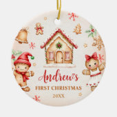 Red Gingerbread House 1st Birthday Party Keramisch Ornament (Voorkant)