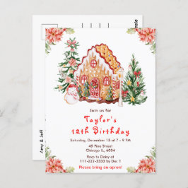Red Gingerbread House Birthday Party Briefkaart