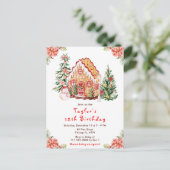 Red Gingerbread House Birthday Party Briefkaart (Staand voorkant)
