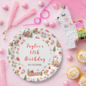 Red Gingerbread House Birthday Party Papieren Bordje (Feest)