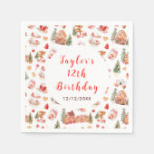 Red Gingerbread House Birthday Party Servet (Voorkant)