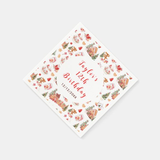 Red Gingerbread House Birthday Party Servet (Hoek)