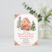 Red Gingerbread House Decorating Party Briefkaart (Staand voorkant)