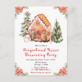 Red Gingerbread House Decorating Party Briefkaart (Voorkant)