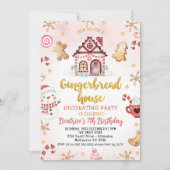 Red Gingerbread House Decorating Party Verjaardag Kaart (Voorkant)
