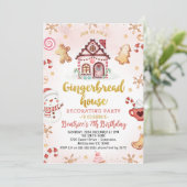 Red Gingerbread House Decorating Party Verjaardag Kaart (Staand voorkant)